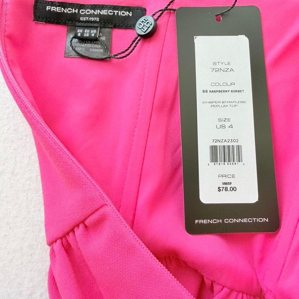 💞 NWT French Connection Strapless Bubble Peplum Top 💞 Size 4 - Picture 4 of 8